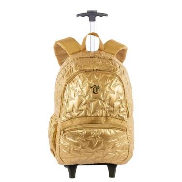 Imagem de Kit Mochila Carrinho 2 Compartimentos com Lancheira Grande Capricho Es