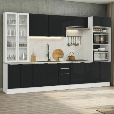 Imagem de Armário de Cozinha Completa 340 x 60 cm Branco/Preto Lux Madesa 04, Br