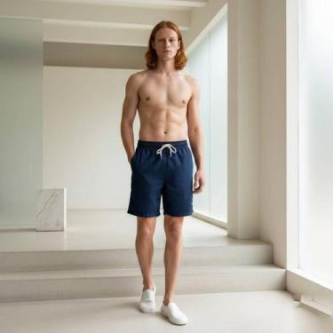 Imagem de Short Masculino em Linho Premium com Elástico e Cordão Bermuda Casual 