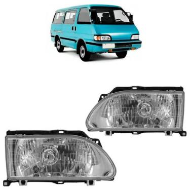 Imagem de Farol Dianteiro Besta 1996 1997 1998 Máscara Cromada Lente Lisa Acríli