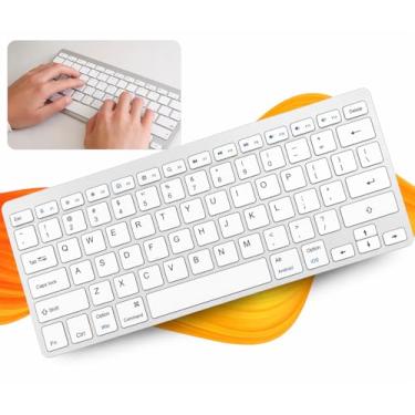 Imagem de Teclado Bluetooth ABNT2 Compacto Ultra Fino Sem Fio, Multi-Dispositivo, com Tecla Ç e C...