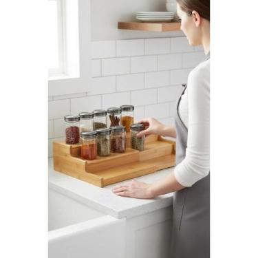Imagem de Escada Bambu 3 Níveis Expansível Cozinha Cosméticos - Congratulations 