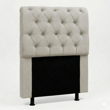 Imagem de Cabeceira Cama Box Solteiro Sarah 90cm com Frame Linho Bege Cru - Desk