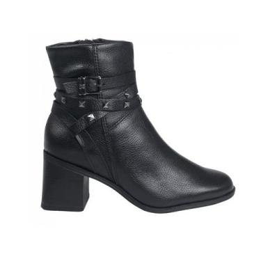 Imagem de Bota Cano Baixo Com Salto Bottero Couro 361802_2, Preto, 35