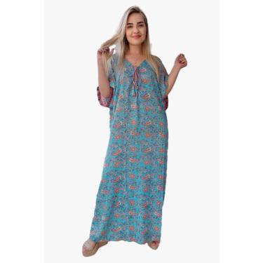Imagem de Vestido Longo Indiano Tipo Kaftan Toque De Seda - Cod. 5005 - Aleci Fa