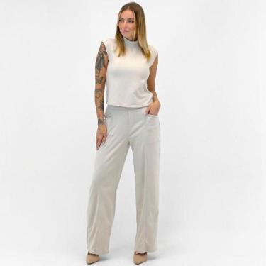 Imagem de Conjunto Gris em Tecido Blusa Regata e Calça Wide Leg Feminino, G, Gel