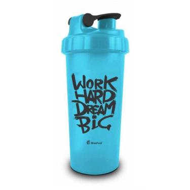 Imagem de Coqueteleira Shake 600Ml Brasfoot - Azul - "Work Hard Dream Big"