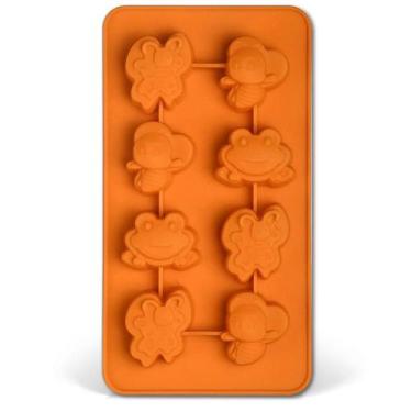 Imagem de Forma de Gelo de Silicone Animais cor Laranja - Mozcada