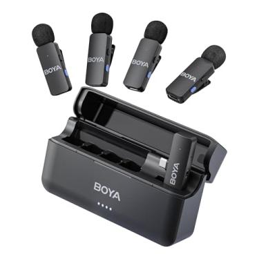 Imagem de Microfone de lapela sem fio BOYA BY-V4U para iPhone 15 Android USB C telefone portátil, mini microfone de lapela sem fio, cancelamento de ruído, bateria de 18 horas, alcance de 620 pés