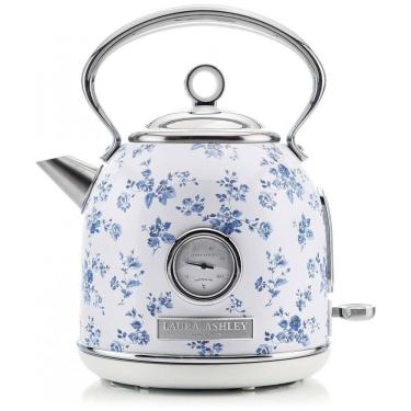 Imagem de Chaleira Elétrica Laura Ashley 1,7L Inox Branco com Estampa Floral China Rose, Termômetro Externo, Filtro Removível