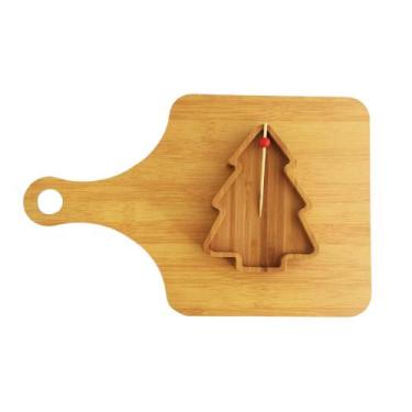 Imagem de Kit Tábua Petisqueira de Madeira 34cm Com 3 Peças Árvore Natal - Wincy