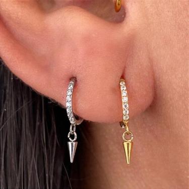 Imagem de ARGOLA TITÂNIO COM ZIRCÔNIAS E PINGENTE SPIKE - 1,2mm - no-brand, 8MM