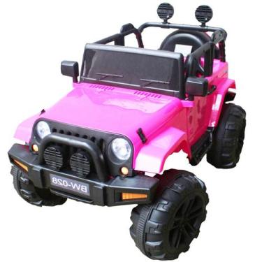 Imagem de Mini Carro Elétrico Infantil Controle Luzes USB Jeep Rosa - Importway