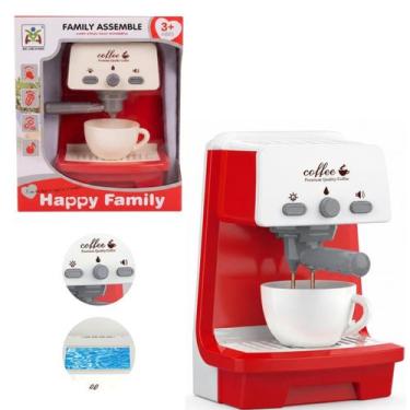 Imagem de Cafeteira Vermelha e Branco Infantil Com Luz Som Água E Xícara Brinque
