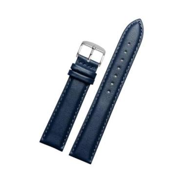 Imagem de Pulseira De Relógio Em Couro Genuine Azul Ajustável 14-23mm Para Relóg