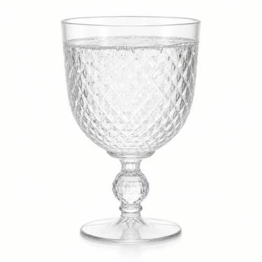 Imagem de Par Taças Água Suco 400ml Acrílico Transparente Texturizada Conjunto 1