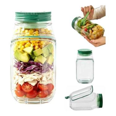 Imagem de Copo Pote de Salada com Tampa e Compartimento para Molho, Marmiteira F