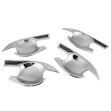 Imagem de Acabamento de tigela de porta, 4 peças de acabamento de capa de mão, revestimento de prata, ABS adequado para Sylphy Sentra 2020