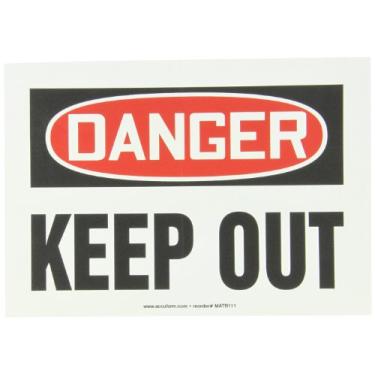 Imagem de Accuform MATR111VS Placa de Segurança de Vinil Adesivo, Lenda "Danger Keep Out", 18 cm Comprimento x 25 cm Largura x 0 cm Espessura, Vermelho/Preto sobre Branco