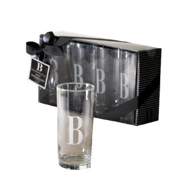 Imagem de Cosmopolitan Home by Mud Pie, conjunto de 4 copos highball com monograma, letra F