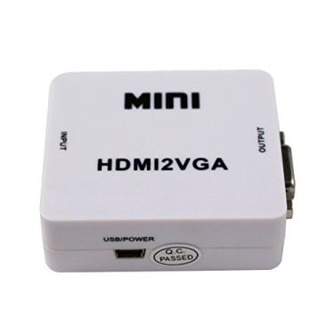Imagem de Mini conversor HDMI para VGA com conector adaptador de áudio HDMI2VGA 1080P para PC, laptop para projetor HDTV