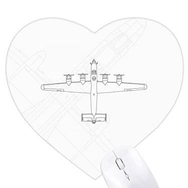 Imagem de Mousepad de borracha estilo militar Art Deco moderno com coração Plane Line, para escritório