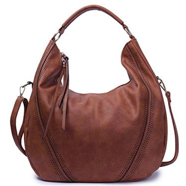 Imagem de Bolsa feminina grande casual de couro PU borla Hobo Bolsa feminina grande sacola, Marrom, One Size