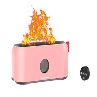 Imagem de Difusor de aroma de umidificador de chama, umidificador de névoa fresca com efeito especial de chama, umidificadores de névoa silenciosa para óleos essenciais difusores de ar aroma carro bebê planta pessoal (rosa)