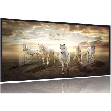 Imagem de Quadro Decorativo Cavalos 130x60 Moldura Preta 2x2