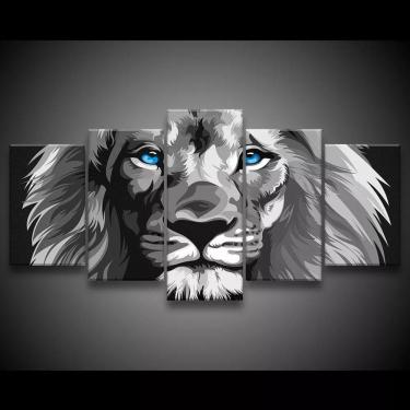 Imagem de Quadro Decorativo 129x63 Quarto Leão Luxo P 1