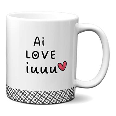 Imagem de Caneca Flork Namorados Fofos Pedido De Namoro Ai Love iuuu (Branca)
