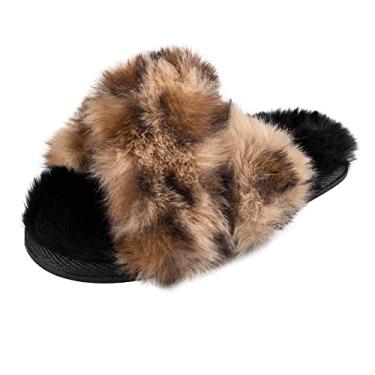 Imagem de Jessica Simpson Pantufa feminina de pelúcia X-Cross, leopardo