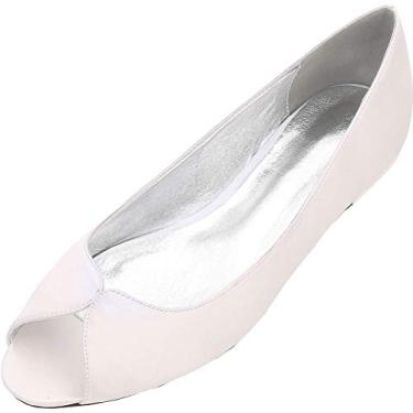 Imagem de Vestido de balé feminino de casamento peep toe sem salto, Marfim, 10