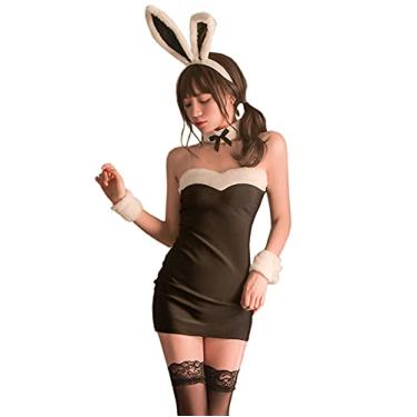 Imagem de SINROYEE Sexy Bunny Girl Outfit Cosplay Costume Set Anime lingerie for women (Black)