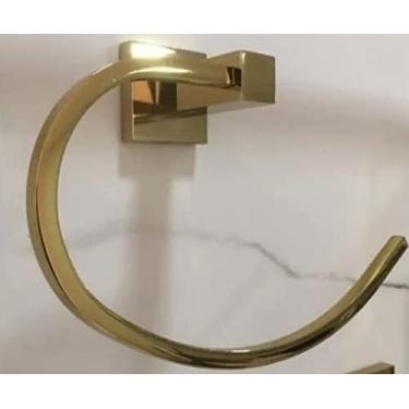 Imagem de Porta Toalha Quadrado Para Banheiro Dourado Brilhante