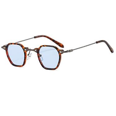 Imagem de Óculos de sol masculinos e femininos Óculos de sol literários Retângulo de metal óculos de sol de armação pequena para mulheres Retro clássico Streetwear Óculos Lady Cat Eye, C7 Leopard