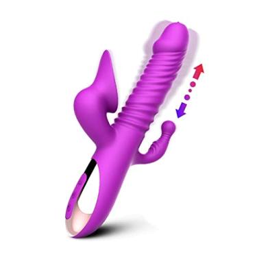 Imagem de Vibrador Telescópico Empurrando Língua Lambendo Estimulador 3 em 1 Sucção Clitóris Estimulação Anal brinquedos sexuais Zatla (Roxo)