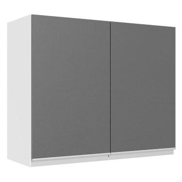 Imagem de Armário Aéreo 100% MDF 80 cm 2 Portas Branco/Preto Acordes Madesa