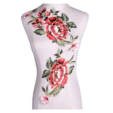 Imagem de 4 peças/conjunto em forma de flor rosa costurar em adesivos para camiseta vestuário apliques acessórios de vestuário decoração faça você mesmo