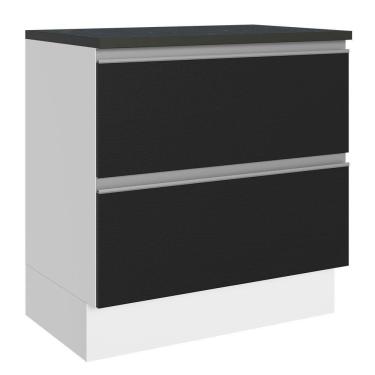 Imagem de Balcão 100% Mdf 80cm 2 Gavetas Branco/preto