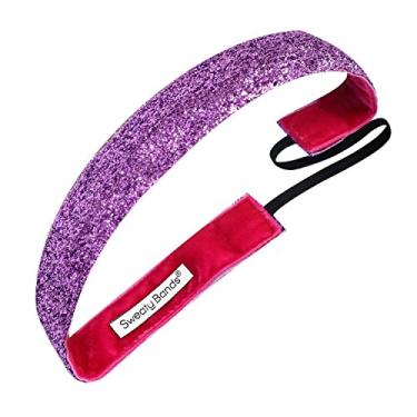 Imagem de Sweaty Bands Tiara feminina para meninas – Faixa de cabelo antiderrapante com forro de veludo e glitter – Viva Diva Pink 2,5 cm