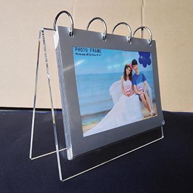 Imagem de Suporte de exibição de mesa de acrílico transparente com suporte vertical e suporte de menu de 4 mm mais espesso, clipe de foto de PVC 7 mostra 14 fotos de estúdio/álbum de fotografia da Leoyoubei, clear, "V"-4x6"