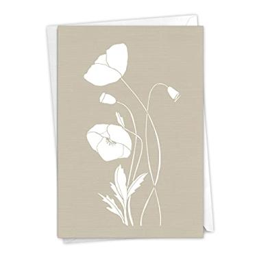 Imagem de NobleWorks Floral de tinta branca - Cartão de felicitações de simpatia com envelope (12 x 16 cm) - C8887ESMG