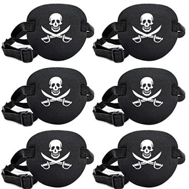 Imagem de Pacote com 6 adesivos de olho de pirata, adesivo de caveira cruzada, adesivos de olho de capitão super macios ajustáveis para adultos e crianças