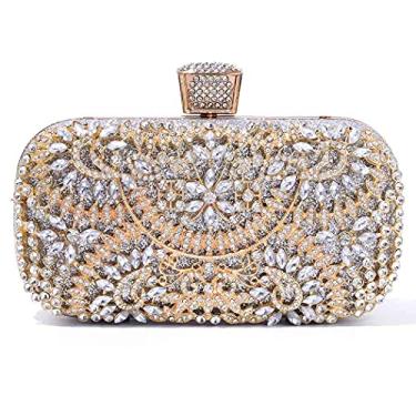 Imagem de GKPLY Bolsa Feminina de Cristal para Noite de Casamento Bolsa de Casamento strass Festa de Formatura(Prata)