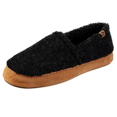 Imagem de Acorn Pantufas masculinas moc com palmilha de espuma viscoelástica, parede lateral de camurça e sola de borracha (tex/polar), Preto - reciclado, 7.5-8.5