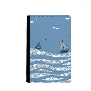 Imagem de Porta passaporte Notecase Burse capa carteira porta-cartões paisagem nuvem barco onda mar paisagem nuvem, Multicolor