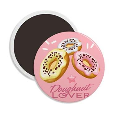 Imagem de Doughnut Sobremesa Ocidental Comida Doce Cerâmica Redonda Ímã de Geladeira Decoração Lembrança