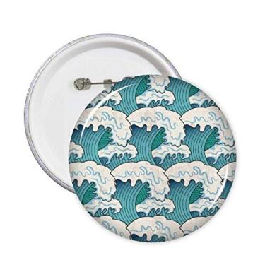 Imagem de Emblema japonês Ukiyoe clássico padrão onda alfinetes botão decoração acessório 5 peças