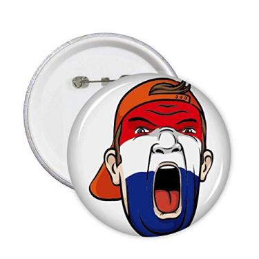 Imagem de Broche de cabeça de maquiagem com bandeira da Holanda com grito para decoração de 5 peças
